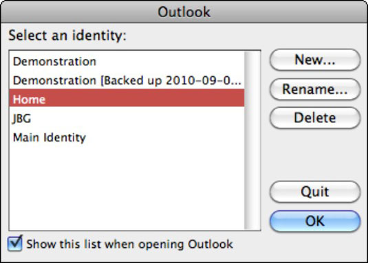 add an identity to outlook 2011 for mac